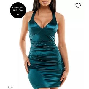 B Darlin green satin mini dress
